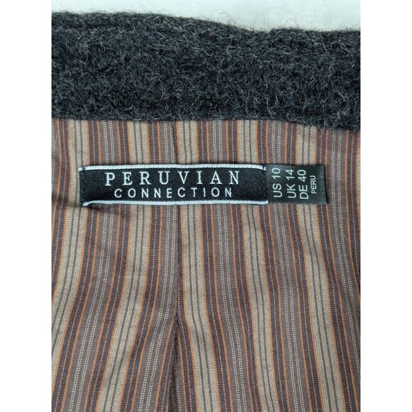 Peruvian Connection Charcoal Gray 74% Alpaca 26% Wool Collarless Pea Coat Sz 10 - Picture 8 of 13
